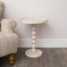 Taupe Painted Round Wooden Bobble Side Table - 45cm x 56.5cm