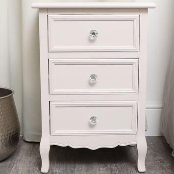 Taupe-Pink 3 Drawer Bedside Table - Victoria Taupe-Pink Range - Seconds - Colour Mismatch