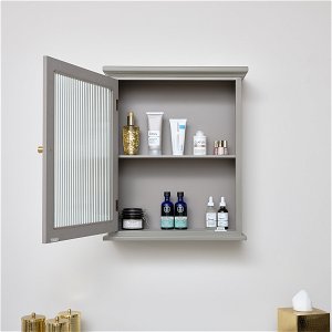 Taupe Reeded Glass Fronted Wall Cabinet
