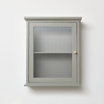 Taupe Reeded Glass Fronted Wall Cabinet