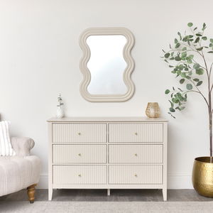 Taupe Wave Framed Wall Mirror - 85cm x 60cm