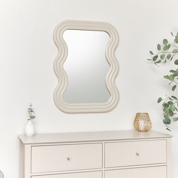 Taupe Wave Framed Wall Mirror - 85cm x 60cm