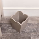 Taupe Wooden Scalloped Edge Waste Paper Bin 