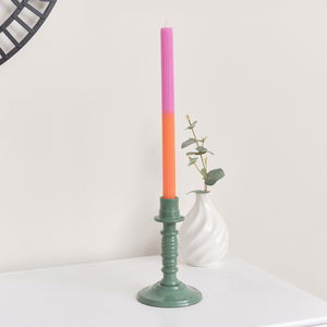 Teal Candlestick Holder - 16cm