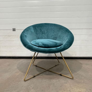 Teal & Gold Velvet Chair