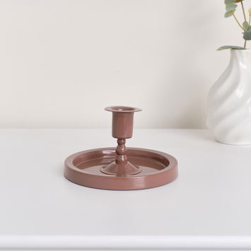 Terracotta Pink Round Candlestick Holder - 7cm