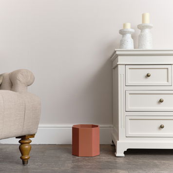 Terracotta Pink Wooden Octagonal Edge Waste Paper Bin