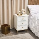 Three Drawer Bedside Table - Aisby White Range