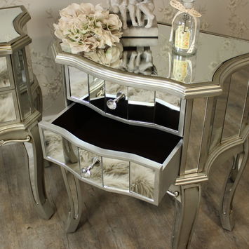 Tiffany Range - Furniture Bundle Pair of Mirrored 2 Drawer Bedside Tables