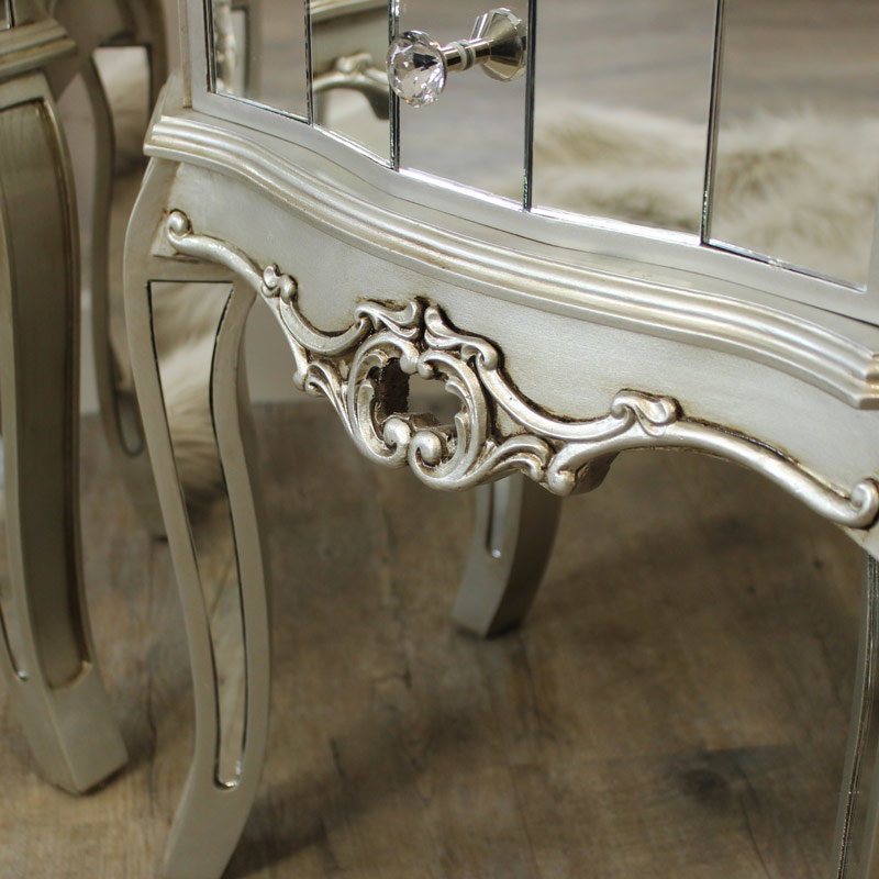 Pair of Mirrored Bedside Tables Tiffany Range Melody Maison