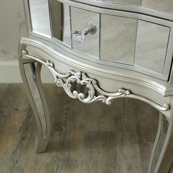 Tiffany Range - Mirrored 2 drawer bedside table