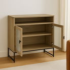 Two Door Reeded Glass Cabinet - Hesley Nordic Wood Range