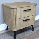 Two Drawer Natural Wooden Textured Bedside Table