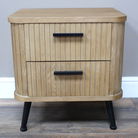Two Drawer Natural Wooden Textured Bedside Table
