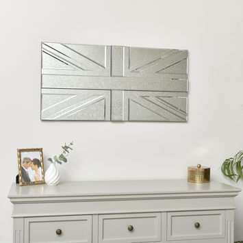 Union Jack Antique Glass Wall Mirror - 90cm x 45cm