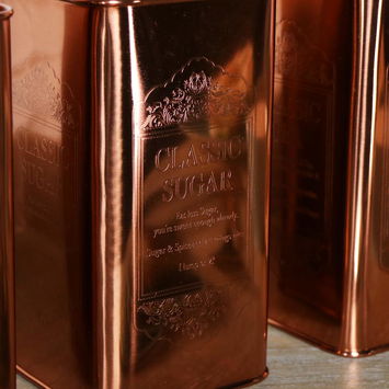 Vintage Copper Tea, Coffee, Sugar Storage Canisters