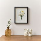 Vintage White Daffodil Flower Framed Wall Print 20cm x 25cm