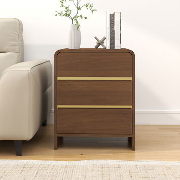 Walnut Brown 3 Drawer Bedside Chest - Walnut Range