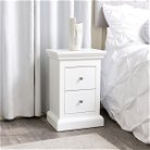 White 2 Drawer Bedside Table - Slimline Haxey White Range