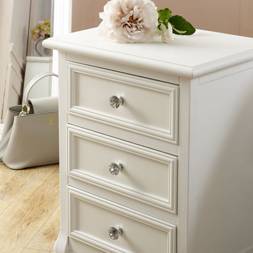 White 3 Drawer Bedside Table - Victoria Range