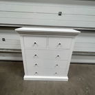White 5 Drawer Chest of Drawers - Slimline Haxey White Range