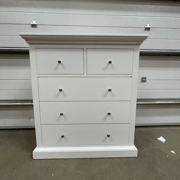 White 5 Drawer Chest of Drawers - Slimline Haxey White Range