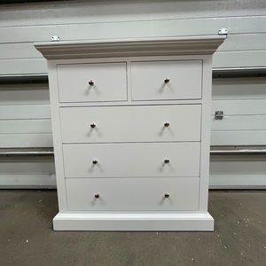 White 5 Drawer Chest of Drawers - Slimline Haxey White Range - Damaged Seconds