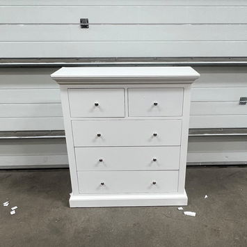 White 5 Drawer Chest of Drawers - Slimline Haxey White Range
