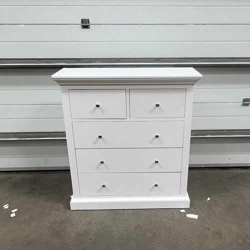 White 5 Drawer Chest of Drawers - Slimline Haxey White Range - Damaged Seconds