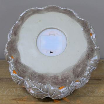 White and Orange Leaf Pattern Pumpkin Ornament