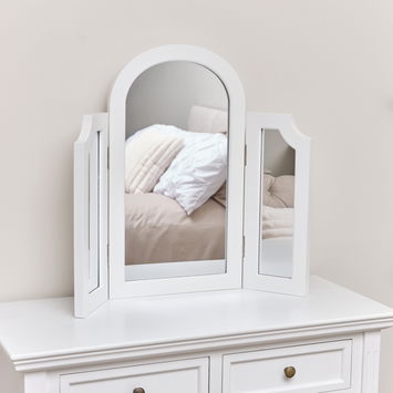 White Arched Triple Dressing Table Mirror - Daventry White Range