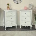 White Bedroom Furniture Large Chest of Drawers, Dressing Table Set & Pair of Bedside Tables - Victoria Range