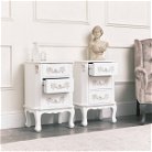 White bedroom furniture, Pair of Antique White 3 Drawer Bedside Table - Pays Blanc Range