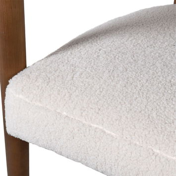 White Boucle Curved Dining Chair