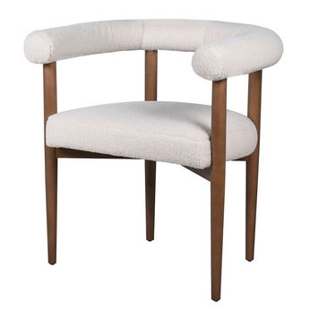 White Boucle Curved Dining Chair