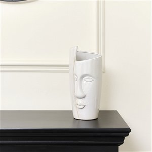 White Ceramic Asymmetrical Face Vase