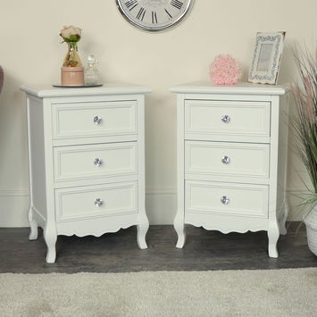 White Dressing Table, Mirror, Stool & Pair Bedside Tables - Victoria...