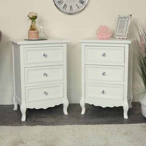 White Dressing Table, Mirror, Stool & Pair Bedside Tables - Victoria Range