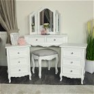 White Dressing Table, Mirror, Stool & Pair Bedside Tables - Victoria Range