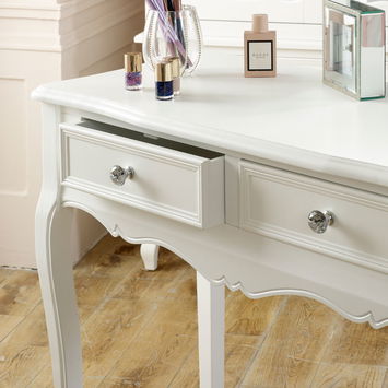 White Dressing Table, Mirror, Stool Set - Victoria Range