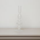 White Frosted Glass Candle Holder - 27cm