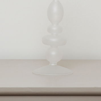 White Frosted Glass Candle Holder - 27cm