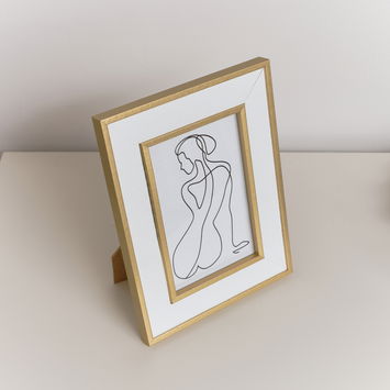 White & Gold Rectangle Photo Frame 15cm