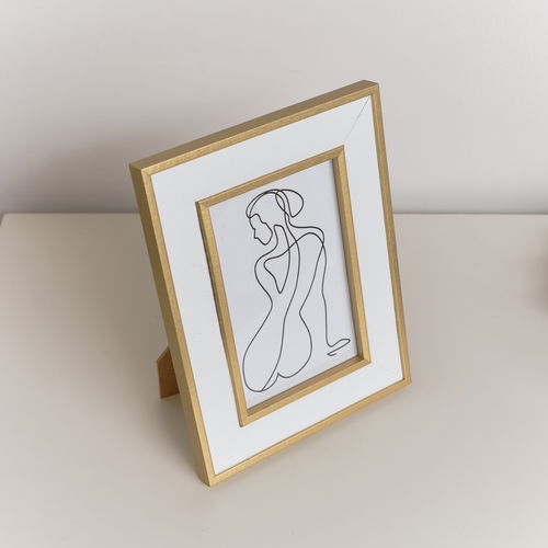 White & Gold Rectangle Photo Frame 15cm