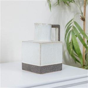 White & Grey Ceramic Speckled Square Jug