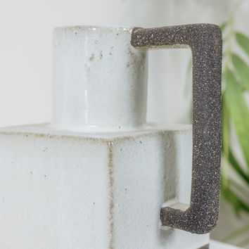 White & Grey Ceramic Speckled Square Jug