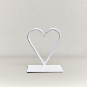 White Love Heart Shaped Candle Holder Stand - 15.5cm