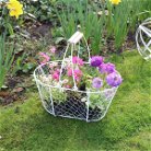 White Metal Garden Storage Trug Basket 