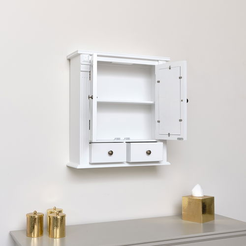 White Mirrored Bathroom Wall Cabinet