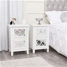 White Mirrored Console Table / Dressing Table & Pair of White Mirrored Bedside Tables - Sabrina White Range